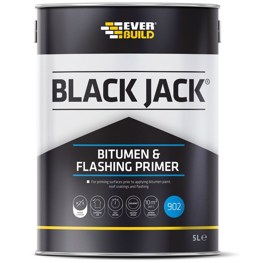 [PTG276.00070] EVERBUILD BLACK JACK 902 BITUMEN & FLASHING PRIMER, Primer for Improving Adhesion Of Bitumen Paints, Interior & Exterior, Black