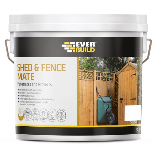 [PTG257.00088] EVERBUILD Shed & Fence Mate, Shed & Fence Wood Treatment, Exterior, 5 L
