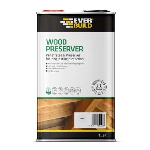 [PTG257.00096] EVERBUILD Lumberjack Wood Preserver, Deep Penetrating Wood Preserver, Interior & Exterior, 5 L