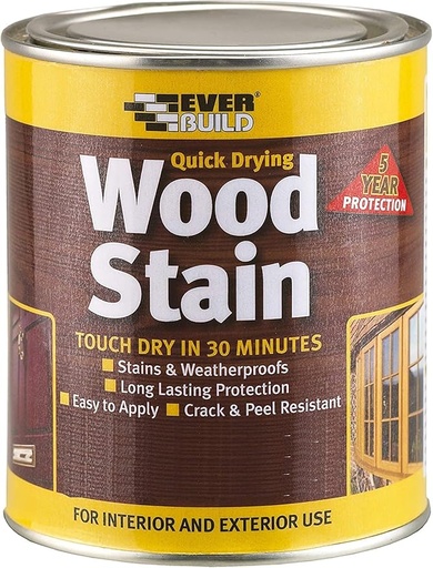 [PTG257.00111] EVERBUILD Wood Stain Satin, Quick Drying Wood Stain, Interior & Exterior