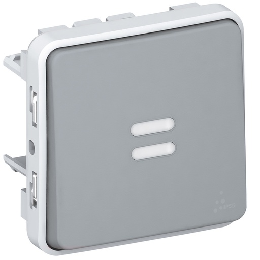[PTG264.01076] LEGRAND 069542, Plexo IP 55 Button, ND Contact with Control Light, 10 A, Grey