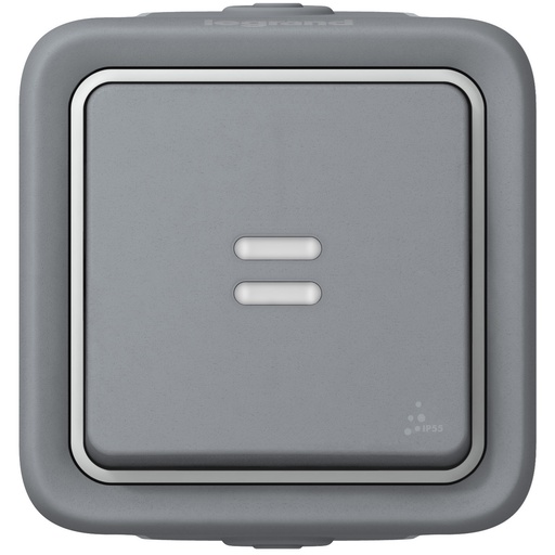 [PTG264.01078] LEGRAND 069722, Plexo IP 55 Button, ND Contact with Control Light, 10 A, Gray