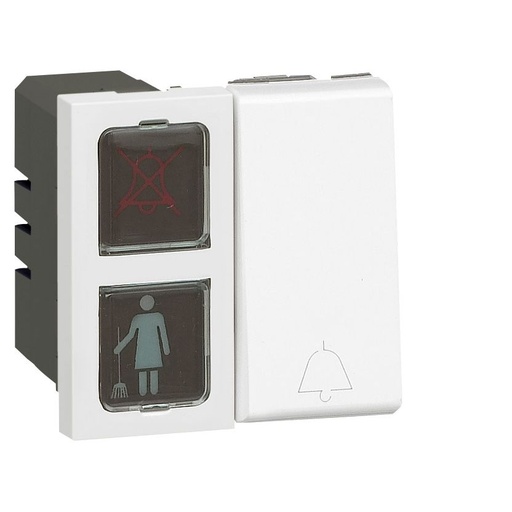 [PTG264.01091] Legrand 077047, Indicator Camera Hotel Cu Buton Lampa Si Clopotel, 2 Module, Alb