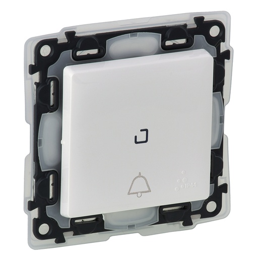 [PTG264.01125] Legrand 752176, Buton Inversor Cu Lumina De Control Si Pictograma Valena Life, Clopotel, 6A, 250V, IP44, Alb