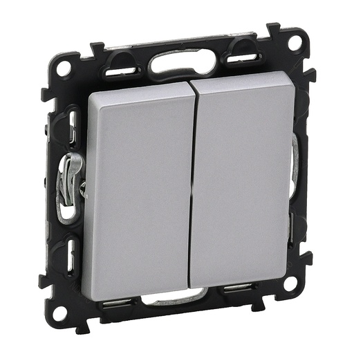 [PTG264.01133] Legrand 752318, Buton Inversor Dublu Valena Life, 6 A, 250 V, Aluminiu