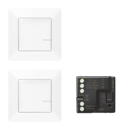 [PTG264.01401] Legrand 752150, Kit All in one Care Conține Un Micromodul De Iluminat + 2 Întrerupătoare De Lumină Wireless Valena Life with Netatmo