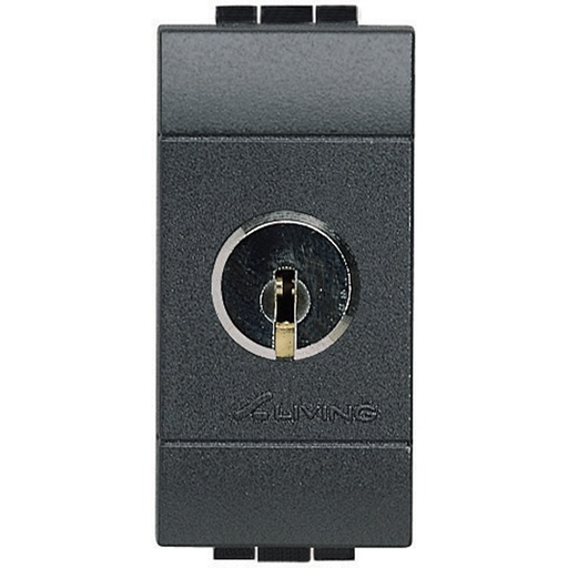 [PTG264.01477] BTicino L4022C, Întrerupător Cap scară Cu Cheie 16 AX 250 Vca Living Light, Chei Identice, Antracit