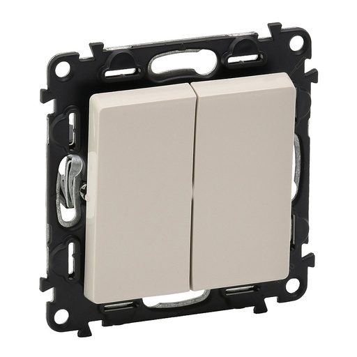 [PTG264.01601] Legrand 752205, Intrerupator Dublu Valena Life, 10 AX, 250 V, Cu Placa, Ivoar