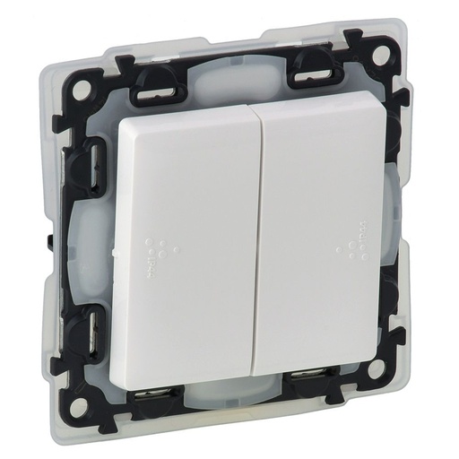 [PTG264.01604] Legrand 752155, Intrerupator Dublu Valena Life, 10 AX, 250 V, IP44, Alb
