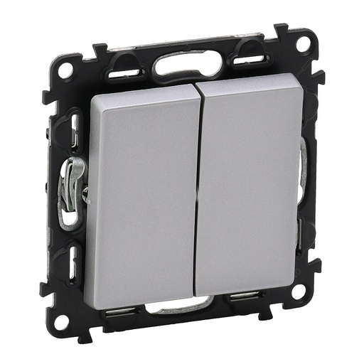 [PTG264.01622] Legrand 752305, Intrerupator Valena Life, 10 AX, 250 V, Cu Placa, Aluminiu