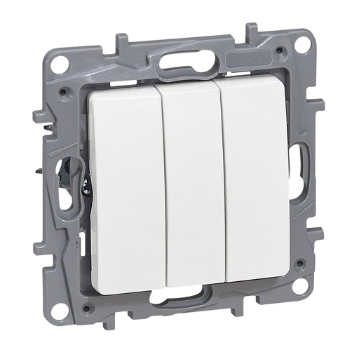 [PTG264.01634] Legrand 764503, Intrerupator Niloé, Triplu, 10 AX, 250 V, Borne Cu Surub, Alb