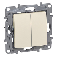 [PTG264.01644] Legrand 764606, Intrerupator Dublu Niloé, 10 AX, 250 V, Borne Automate, Ivoar