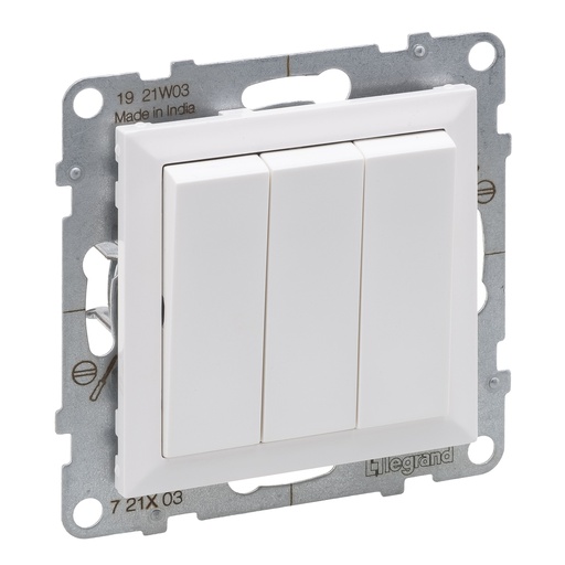 [PTG264.01685] LEGRAND 721103, Triple Switch, 10AX, Screw Terminal, White
