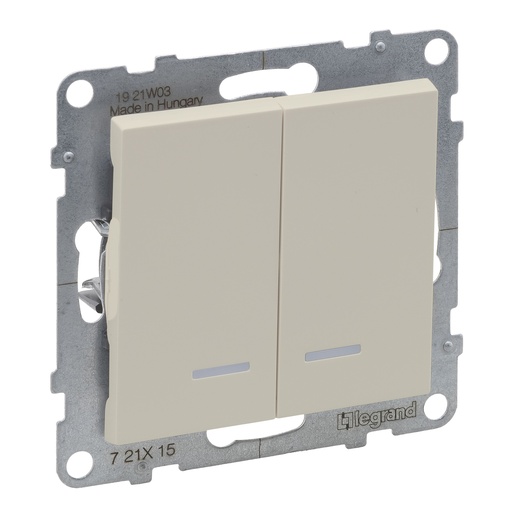 [PTG264.01706] LEGRAND 721215, Double Illuminated Switch, 10AX, Term Aut, Iv