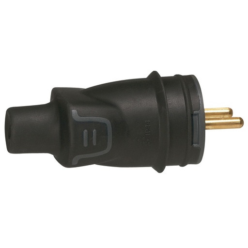 [PTG044.00026] Legrand 050445, Fișă 2P+T, 16 A, Cauciuc, Ieșire Dreaptă, IP 44, IK 08, Cablu Ø2, 5 Mm²