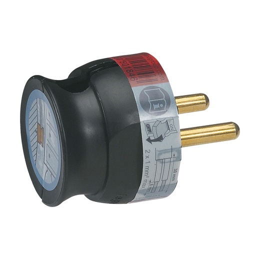 [PTG044.00065] LEGRAND 050184, 2P, 16 A Plug, Extra Flat, Black, with Gencod Labeling