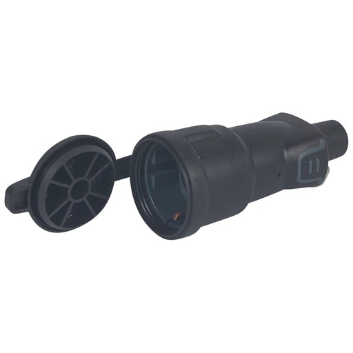[PTG044.00081] LEGRAND 050344, IP44, IK08 2P+T 16A Rubber Mobile Socket with Screw Fastening And Black Cover
