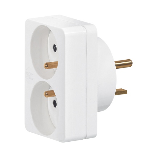 [PTG044.00110] Legrand 090038, Adaptor 2P+T, Conectare 2 Fișe De 16 A Pe 1 Soclu De 20 A, Alb