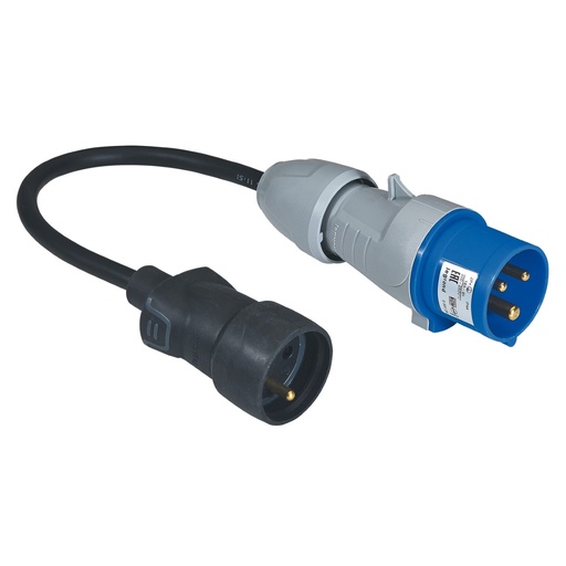 [PTG044.00111] Legrand 090040, Cablu Adaptor 2P+T, 16 A, Bornă Camping, Franco/P17, 3G 1, 5², 0, 30 m