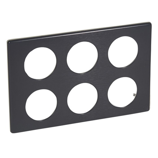 [PTG013.01549] LEGRAND 068990, Céliane Plate, Metal, 2 for 3 Modules, Carbon