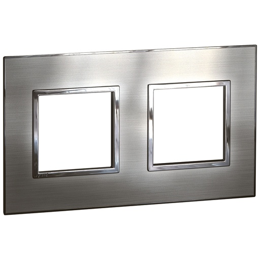[PTG013.01660] LEGRAND 575026, Arteor Frame, French/German Standard, 2 for 2 Modules Stainless Steel