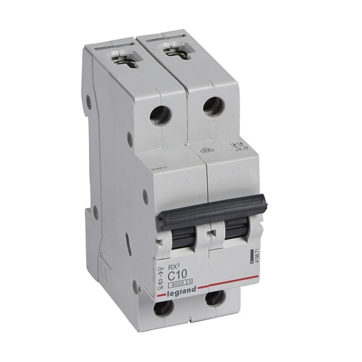 [PTG163.02010] LEGRAND 419871, MCB RX³ 6000, 2P, 230/400V, 10 A, Curbă C, Compatibil cu bare de alimentare tip pieptene