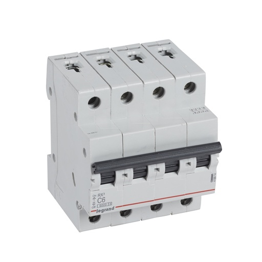 [PTG163.02027] LEGRAND 419914, MCB RX³ 6000, 4P, 400 V, 6 A, C Curve, Comb Busbar Compatible