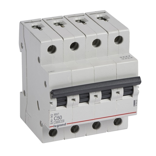 [PTG163.02034] LEGRAND 419922, MCB RX³ 6000, 4P, 400 V, 50 A, C Curve, Comb Busbar Compatible
