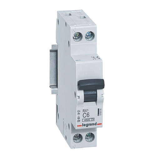 [PTG163.02036] LEGRAND 419946, MCB RX³ 4500, 1P+N, 230 V, 6 A, C Curve, Left Neutral