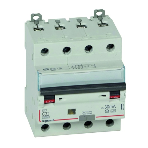 [PTG163.02112] LEGRAND 411237, RCBO DX³ 6000, 10 kA, 4P, 400 V, 32 A, 30 mA, Type A