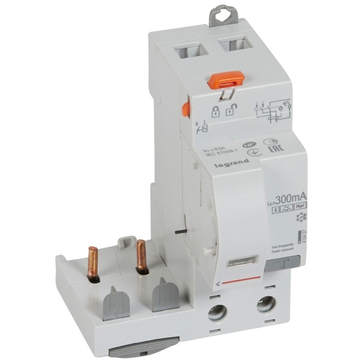 [PTG163.02142] LEGRAND 410457, Differential Block DX³, 2P, 230/400 V, 63 A, Type A Hpi, 300 mA Selective, 1 Module/Pole