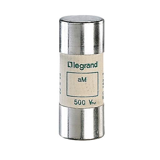 [PTG047.00125] LEGRAND 015016, Industrial Cylindrical Fuse Cartridge, aM Type, 22 × 58 mm, without Striker, 16 A