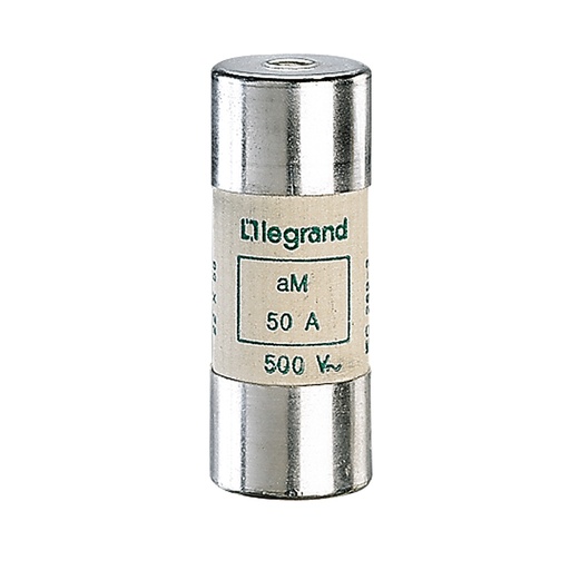 [PTG047.00140] LEGRAND 015150, aM Cylindrical Fuse Cartridge, 22 × 58 mm, 50 A, with Indicator
