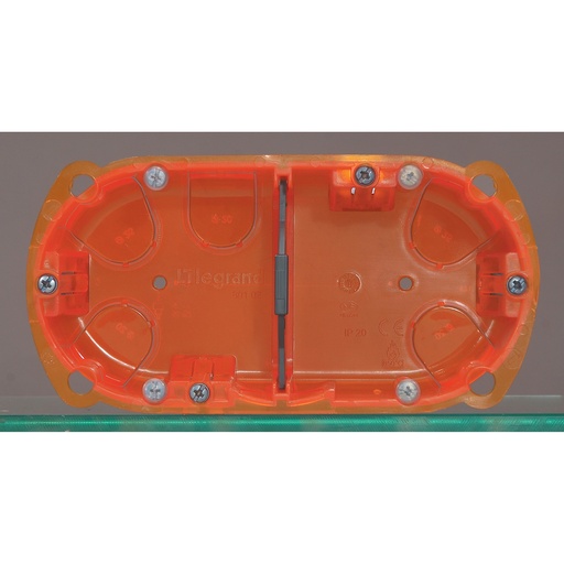 [PTG018.00409] BTICINO 080102, Batibox Multi‑Material Box, 2 Gangs, 4/5 Modules, Green, Horizontal, 40 mm Depth