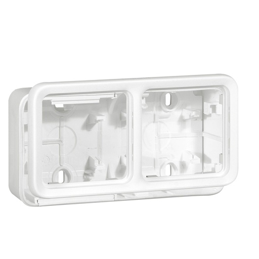 [PTG018.00540] LEGRAND 070742, Plexo IP55 Surface Box, 2 Entries, Elastic Gaskets, Antimicrobial White, Horizontal Mounting