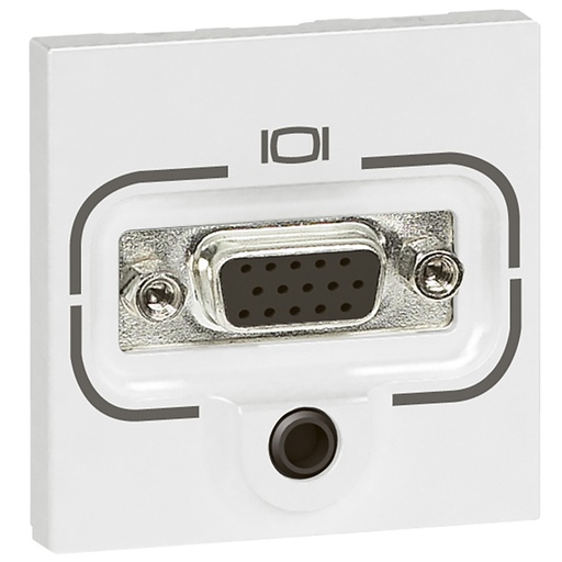 [PTG031.00099] LEGRAND 078774, Priză conector HD15 mamă + conector Jack 3.5 mm, Cu șuruburi, 2 module, Alb