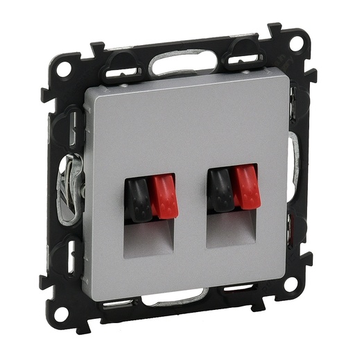 [PTG031.00149] LEGRAND 753378, Priză difuzor dublă Valena Life cu placă, Aluminiu