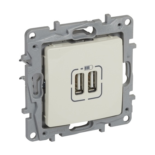 [PTG031.00160] LEGRAND 764694, Încărcător USB dublu Tip A+A Niloé, 3A, 15W, Ivoar