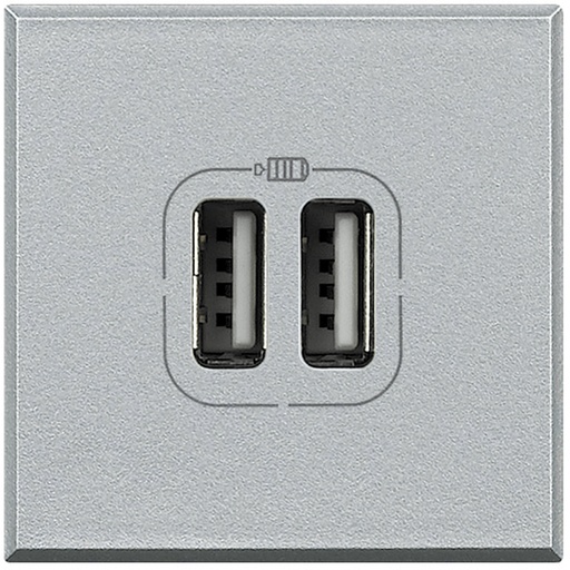[PTG031.00178] BTICINO HC4285C2, Încărcător USB dublu Axolute, 5V, 230V, Aluminiu, 2 module