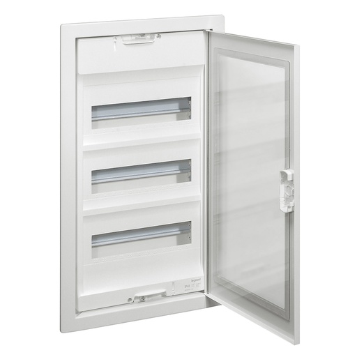 [PTG010.00458] LEGRAND 001453, Flush-Mounting Cabinet Nedbox, Transparent Door, 3 Rows, 36+6 Modules