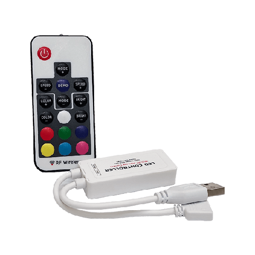 [PTG054.00249] ELMARK 99LEDDIMMER5V2, Controler LED USB RGB Mini RF (5V, cu telecomandă)