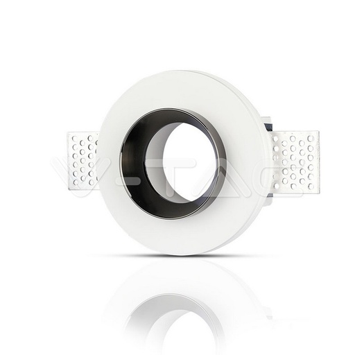 [PTG053.00247] V-TAC 3146, GU10 Gypsum Fitting Round White Recessed Chrome Detail