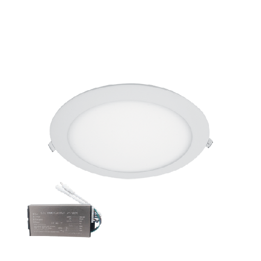 [PTG080.00557] ELMARK 99LED973CWE, LED PANEL ROUND RECESSED MOUNT 18W 6400K+ EMERGENCY KIT