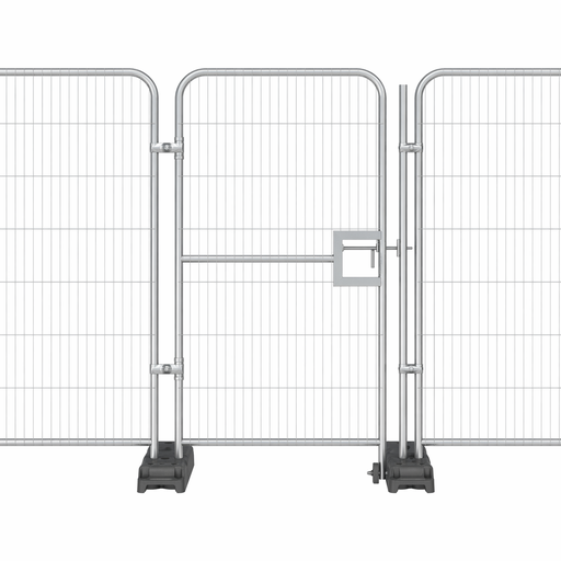 [PTG098.00014] Galvanized Steel Temporary Fence Gate with Wheel and Lock Poly RC Anticlimb 1150x2000 mm