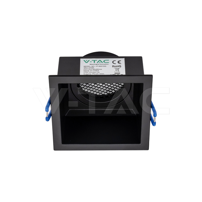 V-TAC 23764, GU10 Holder Square Anti-Glare Aluminum Black Honeycomb