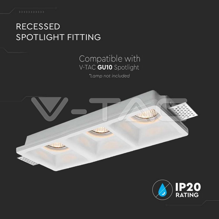 V-TAC 6764, 3xGU10 Gypsum Holder Round White