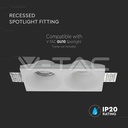 V-TAC 6763, 2xGU10 Gypsum Holder Round White