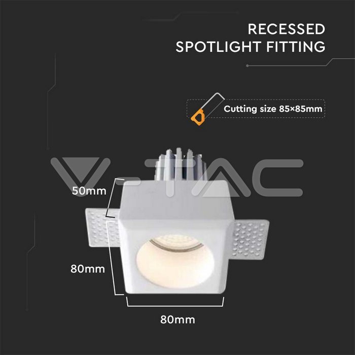 V-TAC 6761, GU10 Gypsum Holder Round White