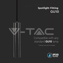 V-TAC 6686, GU10 Pendant Light Black Ø60x300 mm