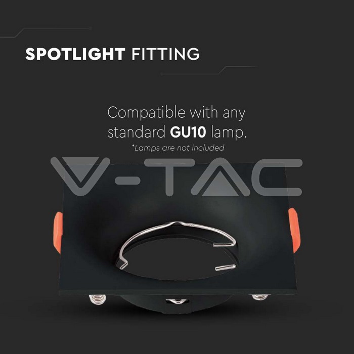 V-TAC 6635, GU10 Holder Square Black